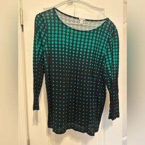 J Crew Optic Dot Polka Dot Boatneck 3/4 Sleeve Tee Top size M